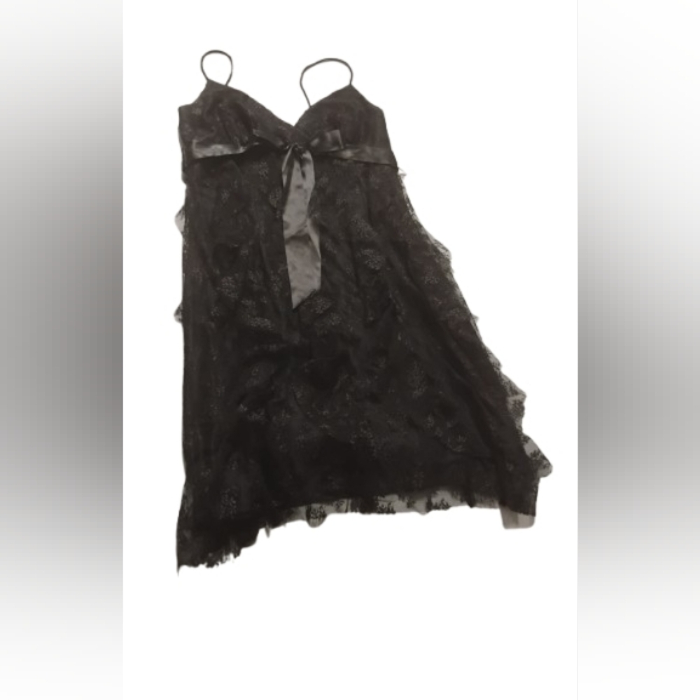 Vintage 2000s Cache Bow Babydoll Ruffle Dress